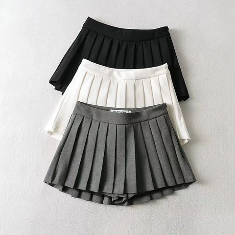 Korean Style Vintage Pleated Mini Skirt