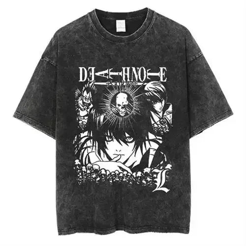 Vintage Japanese Anime Death Note Oversized T-Shirt - washunova